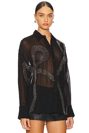 retrofete Cherish Embellished Shirt in Black