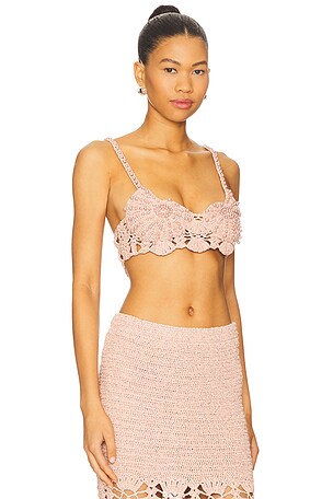 retrofete Bellini Crochet Top in Peach