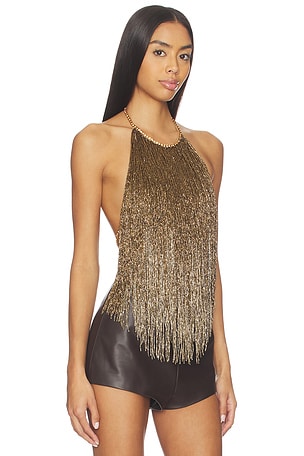 retrofete Sable Fringe Top in Metallic Gold