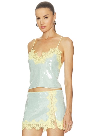 retrofete Mik Top in Mint,Yellow