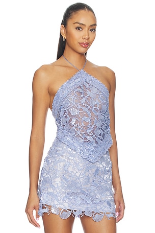 retrofete Eaves Sequin Top in Blue. Size XL. Also