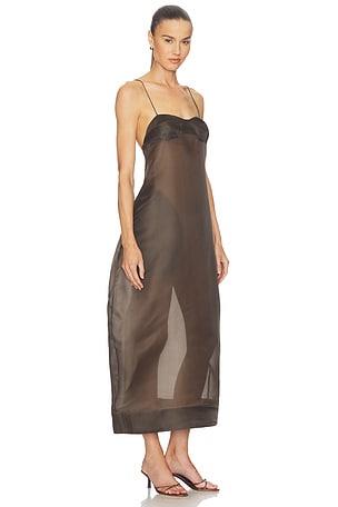 Rohe Sheer Bustier Volume Dress in Chocolate