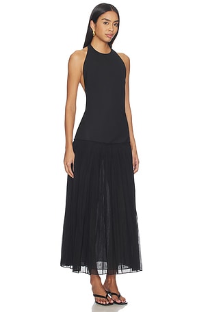 Rohe pleated muslen halter dress en color negro
