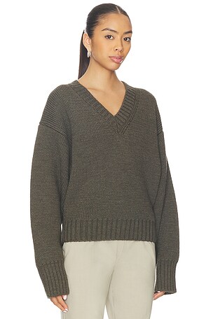 Rohe Sculptural Compact V-Neck Pullover in Olive
