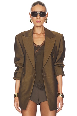 Rohe Double-breasted Hourglass Blazer in Brown