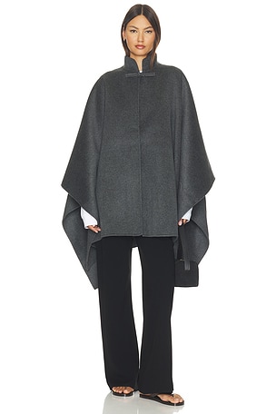 Double Faced Wool Pankou Closure Poncho Rohe