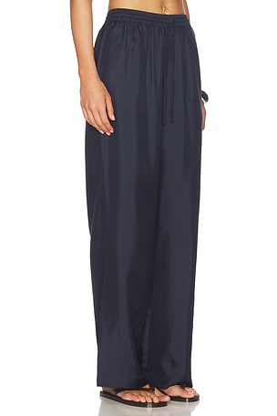 Rohe Wide Leg Silk Trousers in Navy