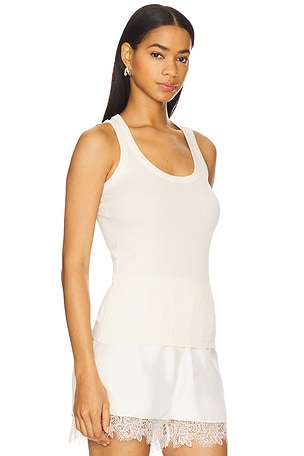 Rohe Fine Rib Scoop Neck Top in Ivory