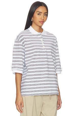 Rohe striped oversized polo en color Blanco,baby Azul