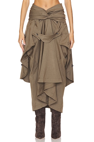 KNOTTED DRAPED TRENCH 맥시 스커트 ROKH