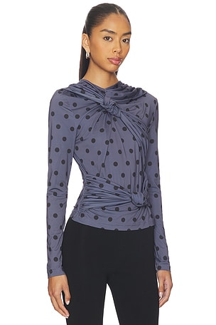 ROKH Knotted Jersey Top in Charcoal