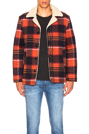 ROLLA'S Old Mate Sherpa Coat in Fire Check REVOLVE