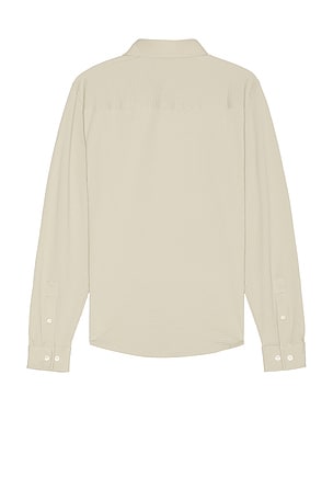 Rhone Commuter Seersucker Button Up Shirt in Nude