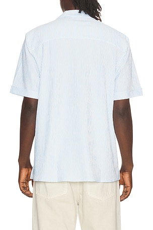 Rhone Commuter Seersucker Camp Shirt in Blue