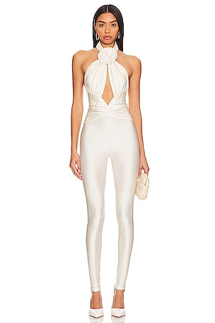 Poster Girl Delphine Jumpsuit Shapewear Short Sleeve Jumpsuit in Oyster