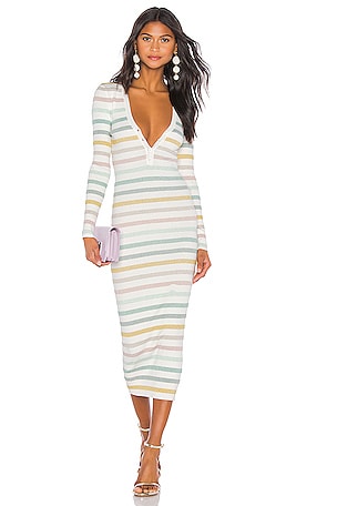 Ronny Kobo Shyla Dress in Metallic Pastel Stripe Multi | REVOLVE