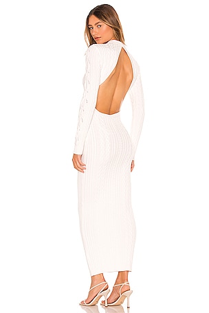 ronny kobo eire knit dress Ronny Kobo Eire Cable Knit Open Back Maxi Sweater Dress In White