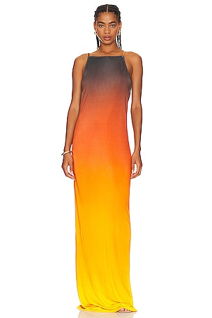 V Neck Open Back Orange Tulle Lace Long Prom Dress Evening Dress – Tirdress