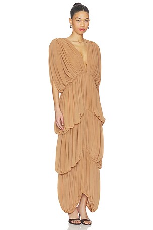 Ronny Kobo Damier Dress in Nude