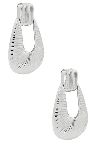 Ronny Kobo Striated Door Knocker Earring in Metallic Silver