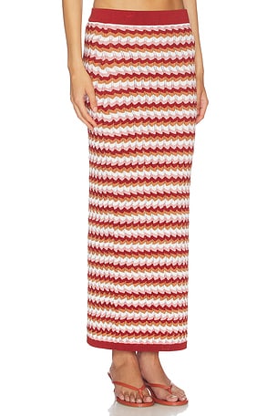 Ronny Kobo Drake Knit Skirt in Rust,White