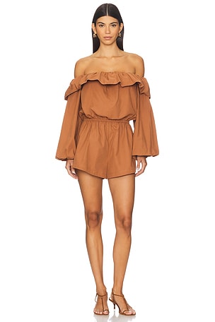 Ronny Kobo Beatriz Romper in Orange