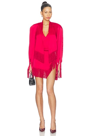 Satin Fringe Mini Dress Rowen Rose