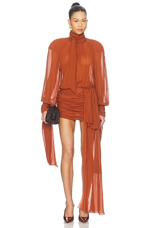 Bow Neck Mini Dress Rowen Rose