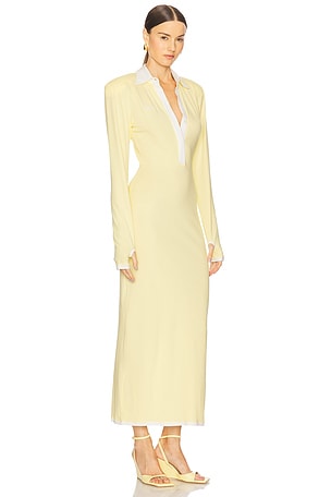 Rowen Rose Long Sleeve Polo Dress in Lemon