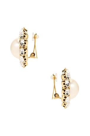 Rowen Rose Pearl And Strass Earrings in Metallic Gold