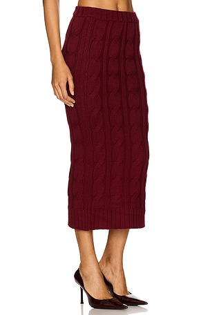 Rowen Rose Long Knit Skirt in Burgundy