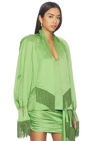 Rowen Rosa camisa raglán sateN/Ada con bufanda en color verde