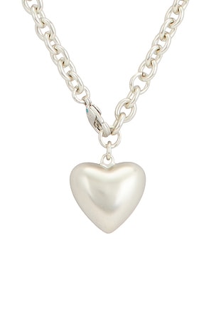 Roxanne Assoulin Mini Puffy Heart Necklace in Metallic Silver