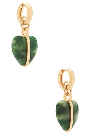 Roxanne Assoulin Semi Heart Cab Cham Earrings in Green