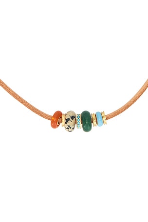 Roxanne Assoulin Semi Slider Leather Cord Necklace in Beige,Green