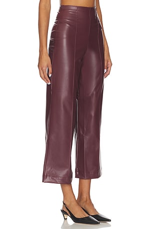 Ripley Rader Vegan Leather Straight Leg Pant in Burgundy. Size 4 (L). Also