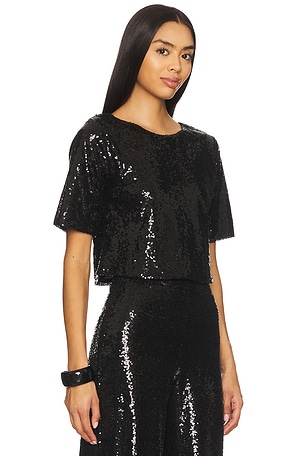Ripley Rader Sequin Short Sleeve Top in Black