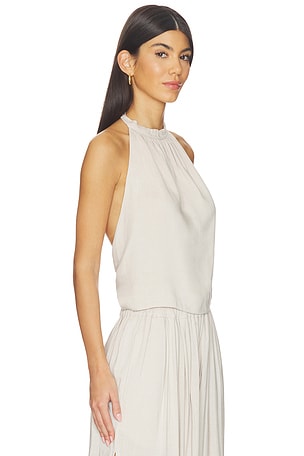 Ripley Rader Linen Tie Back Halter Top in Light Grey