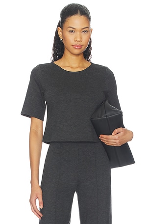 Ripley Rader Ponte Knit Short Sleeve Top in Charcoal