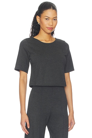 Ripley Rader Ponte Knit Short Sleeve Top in Charcoal