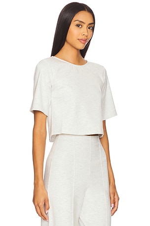 Ripley Rader Ponte Knit Short Sleeve Top in Light Grey