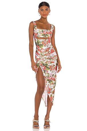 open lace back dress Maxi Dress With Cut Out And Flower Details – RAISA VANESSA INT main image 0