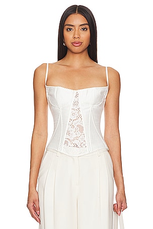 Linen And Lace Bustier Top Rozie Corsets