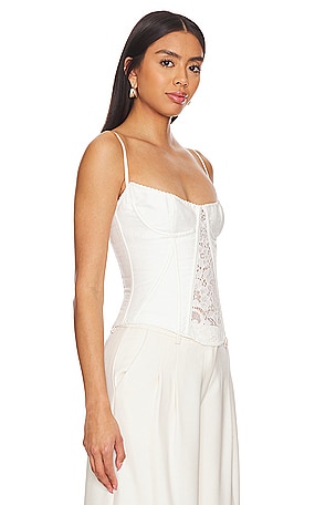 Rozie Corsets Linen And Lace Bustier Top in White