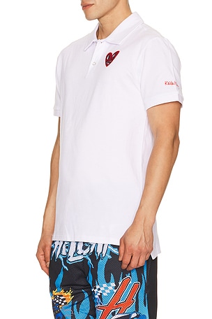 REASON Keith Haring Heart Polo in White