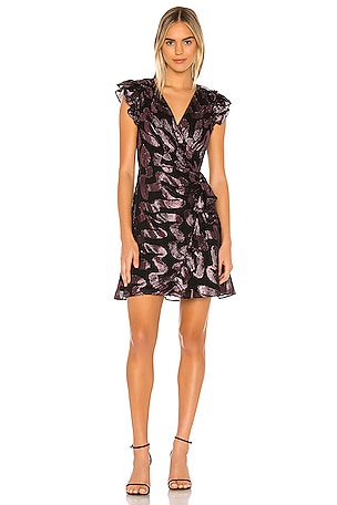Rebecca Taylor Faux Wrap Sleeveless Lurex Jacquard Dress in Black | REVOLVE Rebecca Taylor Faux Wrap Sleeveless Lurex Jacquard Dress in Black | REVOLVE