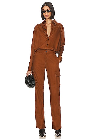 Leather Jumpsuit With Cargo Pockets