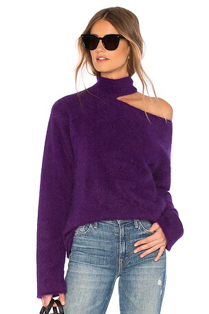 RtA X Revolve Langley Mohair Wool Cut Out Turtleneck Sweater in shops Fuchsia Pink