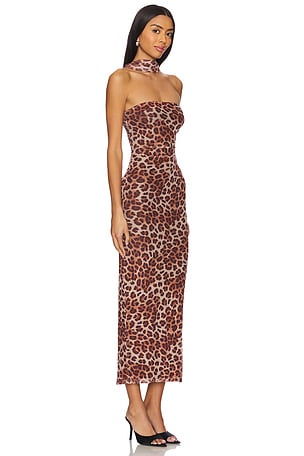 Runaway The Label Antonie Midi Dress in Brown