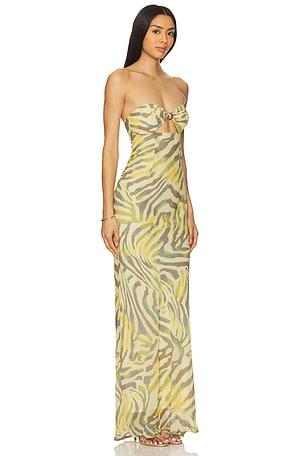 Runaway The Label Midal Maxi Dress in Cream,Green